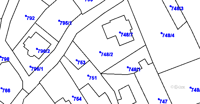 Parcela st. 748/2 v KÚ Droždín, Katastrální mapa