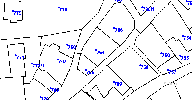 Parcela st. 764 v KÚ Droždín, Katastrální mapa