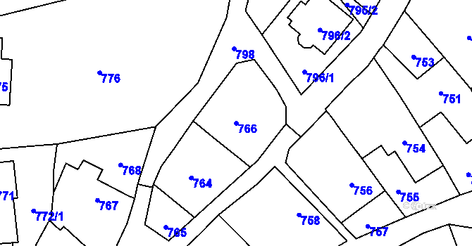 Parcela st. 766 v KÚ Droždín, Katastrální mapa