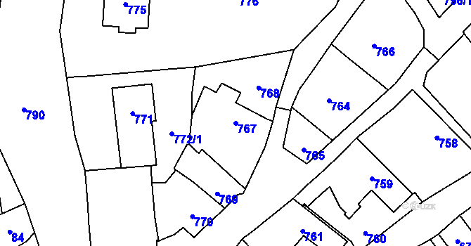 Parcela st. 767 v KÚ Droždín, Katastrální mapa