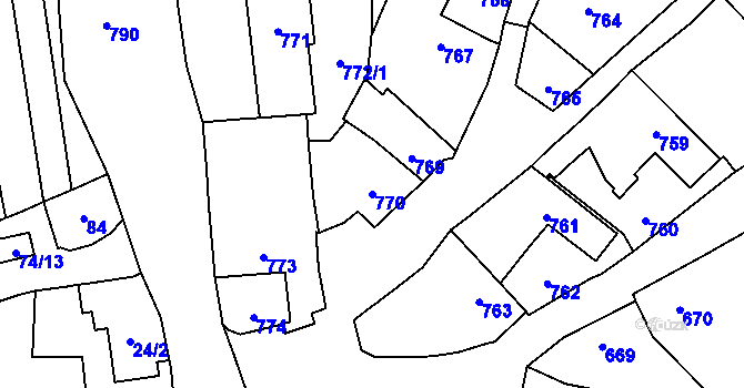 Parcela st. 770 v KÚ Droždín, Katastrální mapa