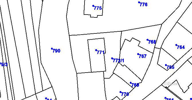 Parcela st. 771 v KÚ Droždín, Katastrální mapa