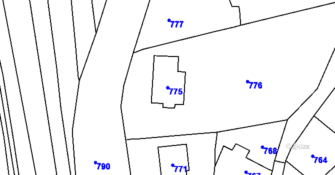 Parcela st. 775 v KÚ Droždín, Katastrální mapa