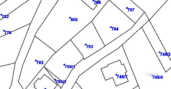 Parcela st. 793 v KÚ Droždín, Katastrální mapa