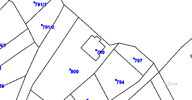 Parcela st. 799 v KÚ Droždín, Katastrální mapa