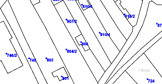 Parcela st. 806 v KÚ Droždín, Katastrální mapa