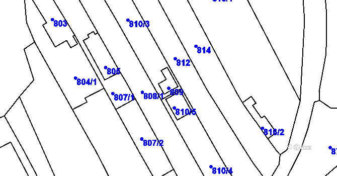 Parcela st. 809 v KÚ Droždín, Katastrální mapa