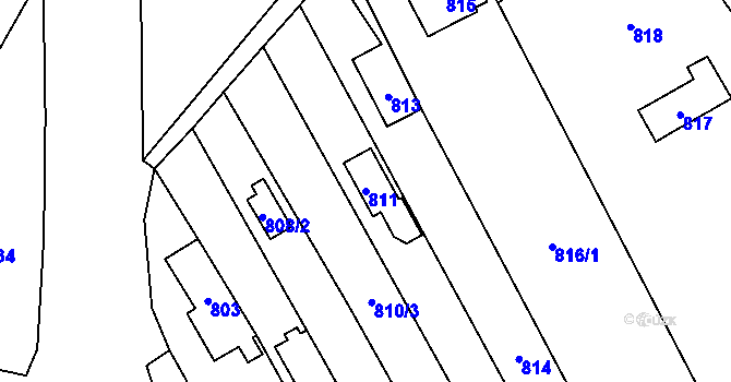 Parcela st. 811 v KÚ Droždín, Katastrální mapa