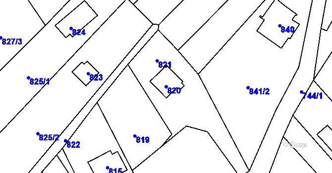 Parcela st. 820 v KÚ Droždín, Katastrální mapa