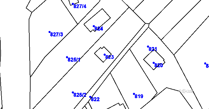 Parcela st. 823 v KÚ Droždín, Katastrální mapa