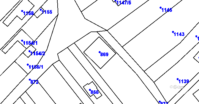 Parcela st. 869 v KÚ Droždín, Katastrální mapa