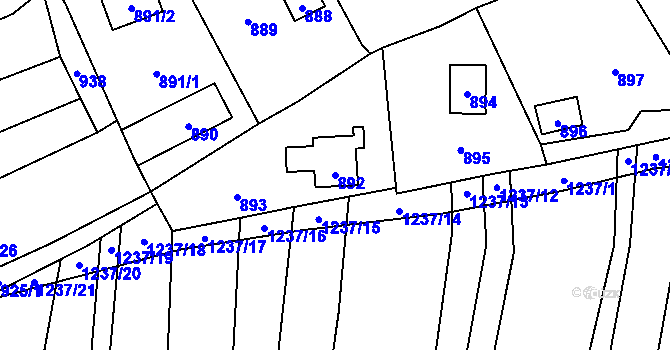 Parcela st. 892 v KÚ Droždín, Katastrální mapa