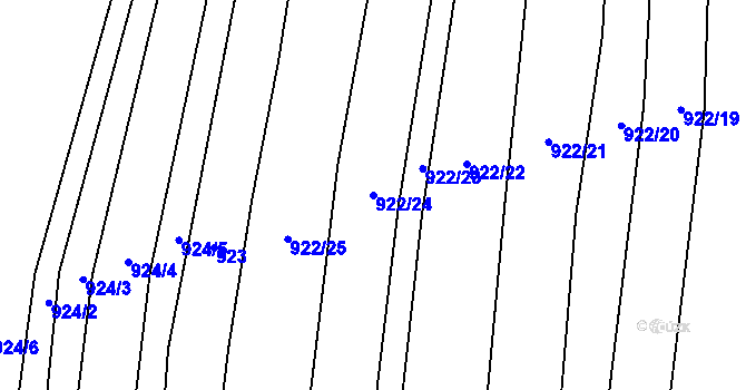 Parcela st. 922/24 v KÚ Droždín, Katastrální mapa