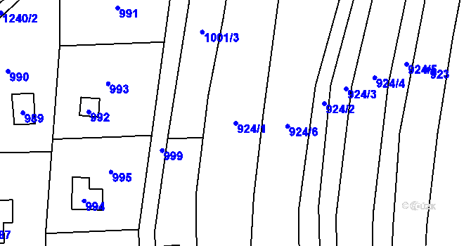 Parcela st. 924/1 v KÚ Droždín, Katastrální mapa
