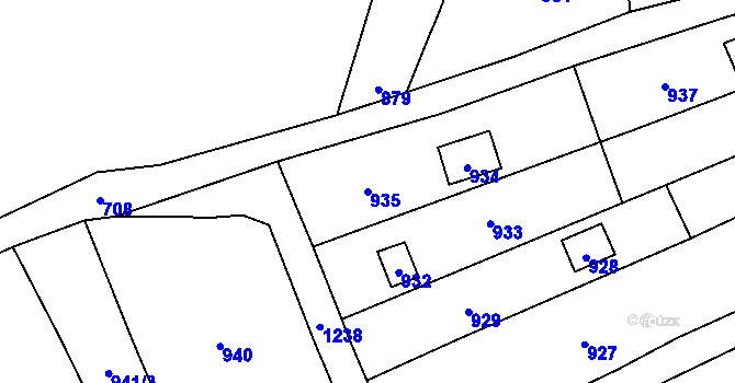 Parcela st. 935 v KÚ Droždín, Katastrální mapa