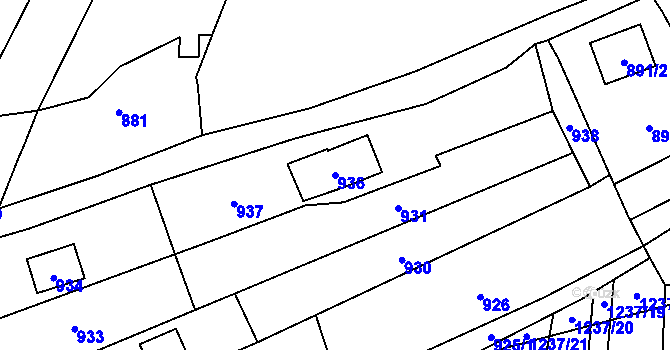 Parcela st. 936 v KÚ Droždín, Katastrální mapa