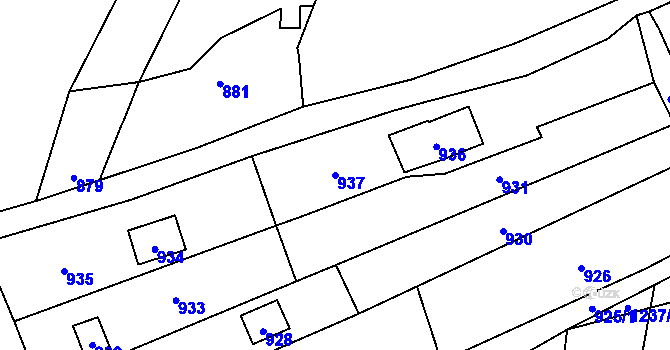 Parcela st. 937 v KÚ Droždín, Katastrální mapa