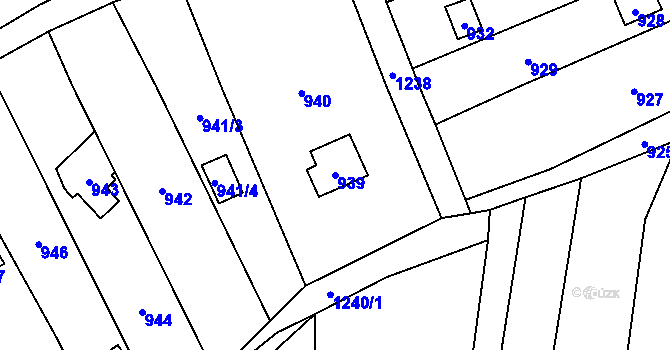 Parcela st. 939 v KÚ Droždín, Katastrální mapa