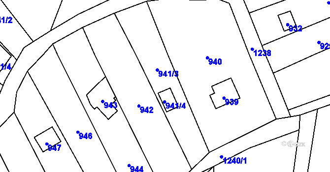 Parcela st. 941 v KÚ Droždín, Katastrální mapa
