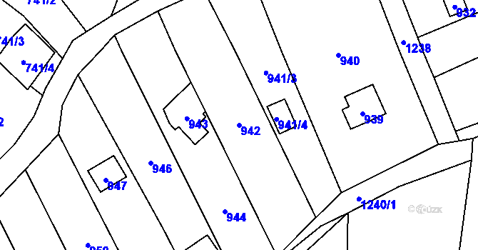 Parcela st. 942 v KÚ Droždín, Katastrální mapa