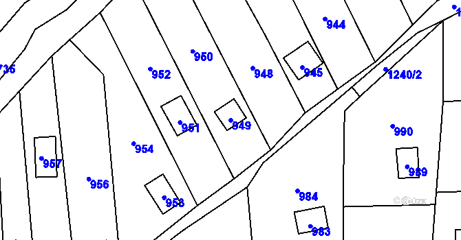 Parcela st. 949 v KÚ Droždín, Katastrální mapa