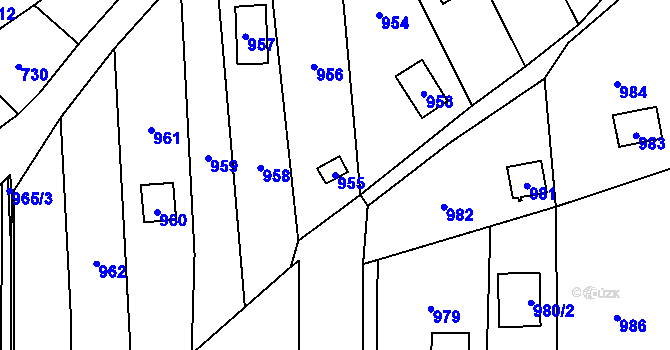 Parcela st. 955 v KÚ Droždín, Katastrální mapa