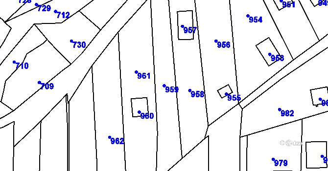 Parcela st. 959 v KÚ Droždín, Katastrální mapa