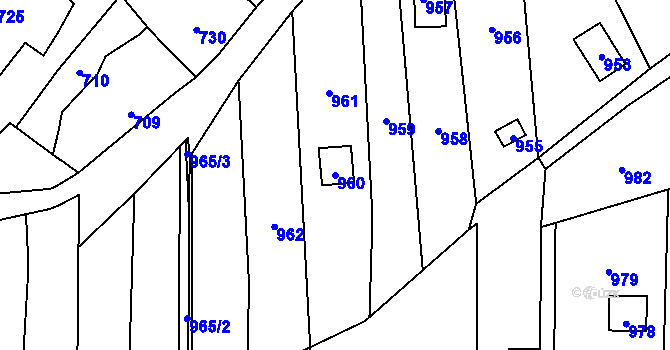 Parcela st. 960 v KÚ Droždín, Katastrální mapa