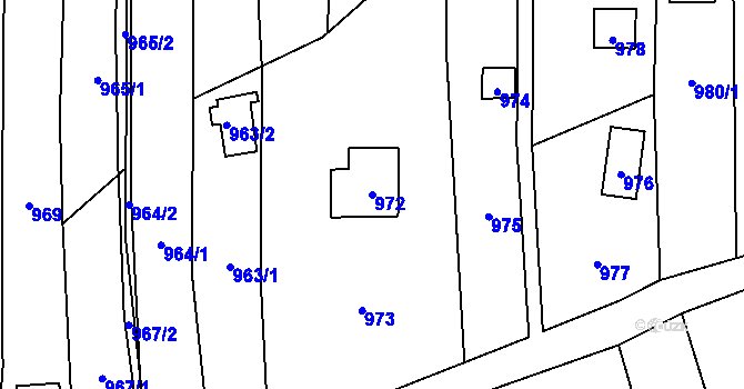 Parcela st. 972 v KÚ Droždín, Katastrální mapa