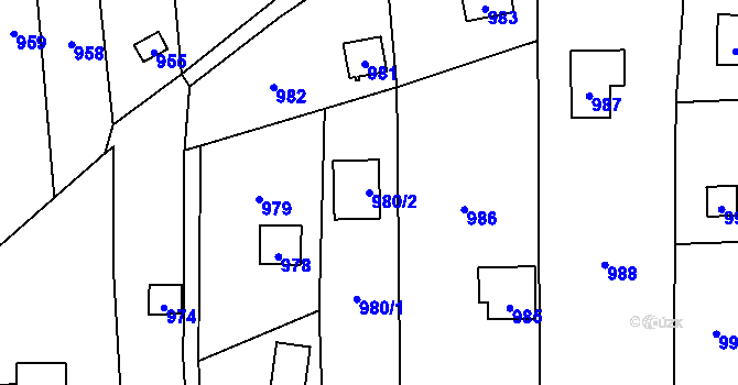Parcela st. 980/2 v KÚ Droždín, Katastrální mapa