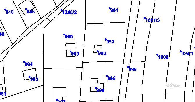 Parcela st. 992 v KÚ Droždín, Katastrální mapa