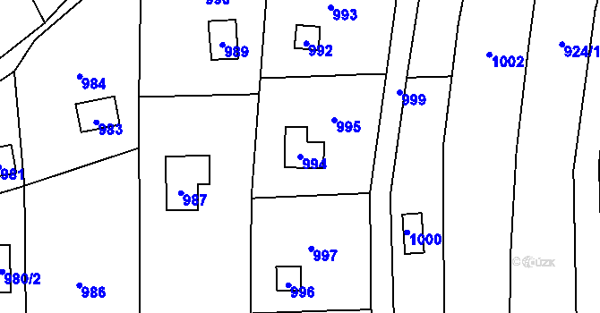 Parcela st. 994 v KÚ Droždín, Katastrální mapa