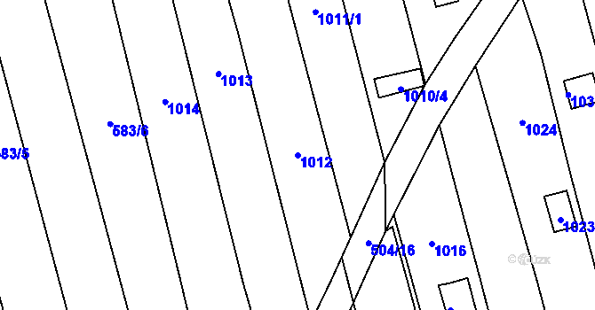 Parcela st. 1012 v KÚ Droždín, Katastrální mapa