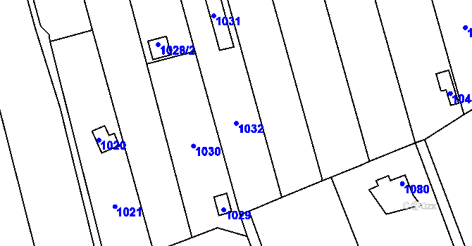 Parcela st. 1032 v KÚ Droždín, Katastrální mapa