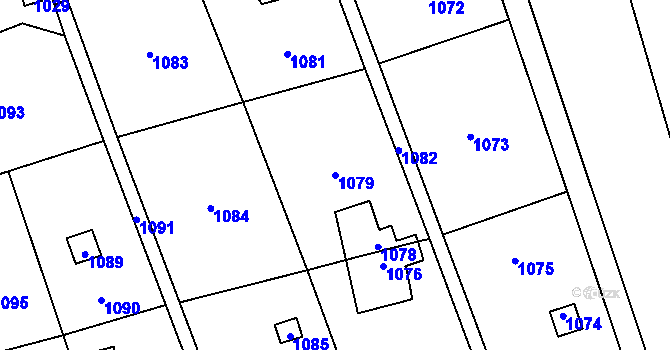 Parcela st. 1079 v KÚ Droždín, Katastrální mapa