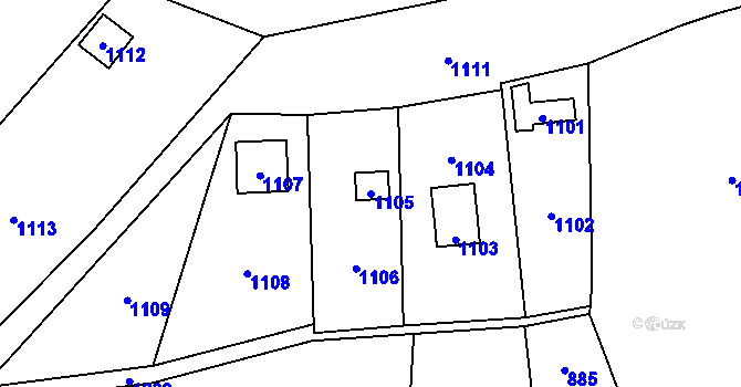 Parcela st. 1105 v KÚ Droždín, Katastrální mapa