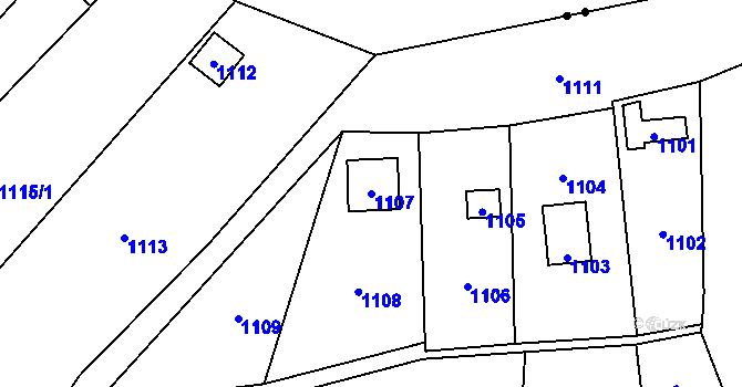 Parcela st. 1107 v KÚ Droždín, Katastrální mapa