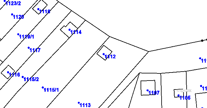 Parcela st. 1112 v KÚ Droždín, Katastrální mapa