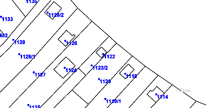 Parcela st. 1122 v KÚ Droždín, Katastrální mapa