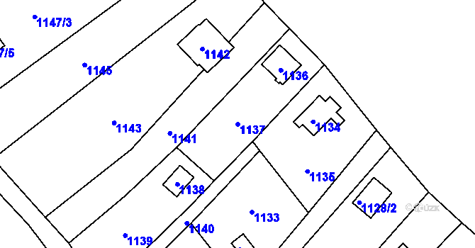 Parcela st. 1137 v KÚ Droždín, Katastrální mapa