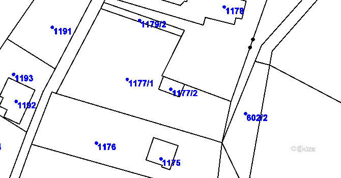 Parcela st. 1177/2 v KÚ Droždín, Katastrální mapa