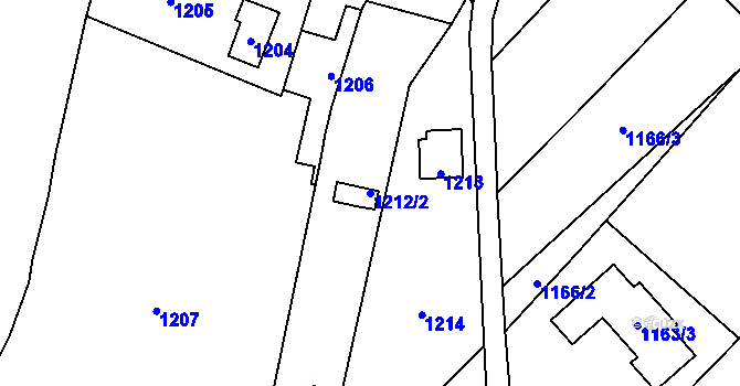 Parcela st. 1212/2 v KÚ Droždín, Katastrální mapa