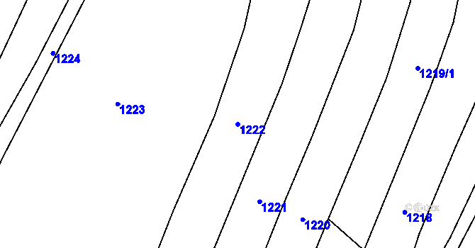 Parcela st. 1222 v KÚ Droždín, Katastrální mapa