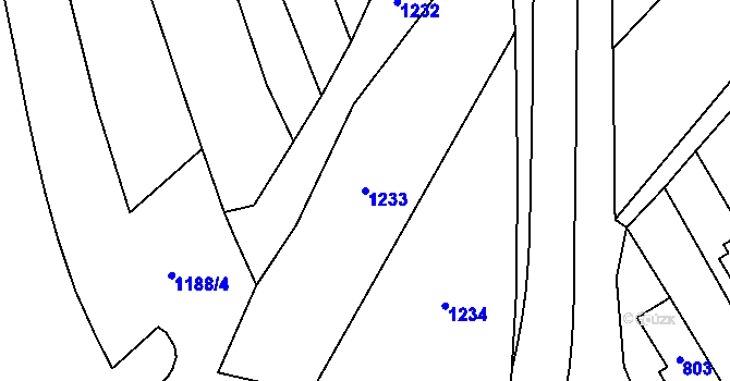 Parcela st. 1233 v KÚ Droždín, Katastrální mapa