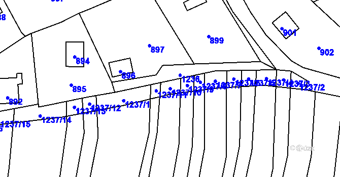 Parcela st. 1237/10 v KÚ Droždín, Katastrální mapa