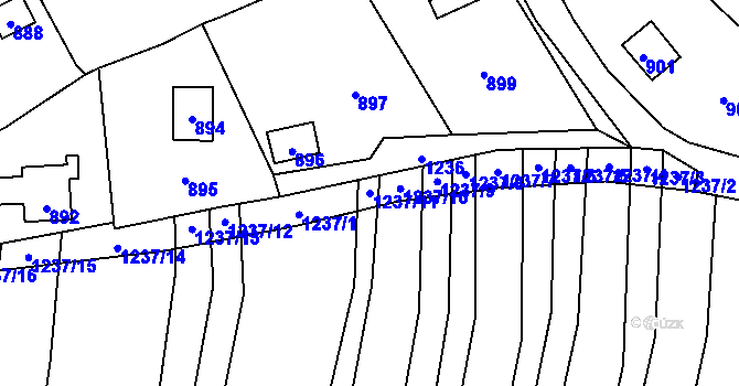 Parcela st. 1237/11 v KÚ Droždín, Katastrální mapa