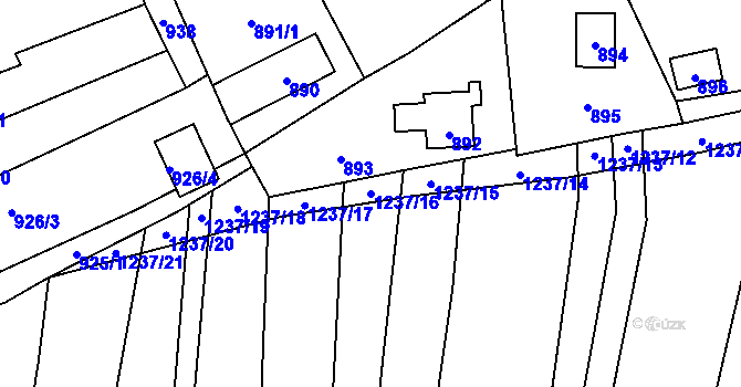 Parcela st. 1237/16 v KÚ Droždín, Katastrální mapa