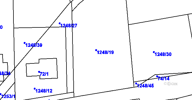 Parcela st. 1248/19 v KÚ Droždín, Katastrální mapa