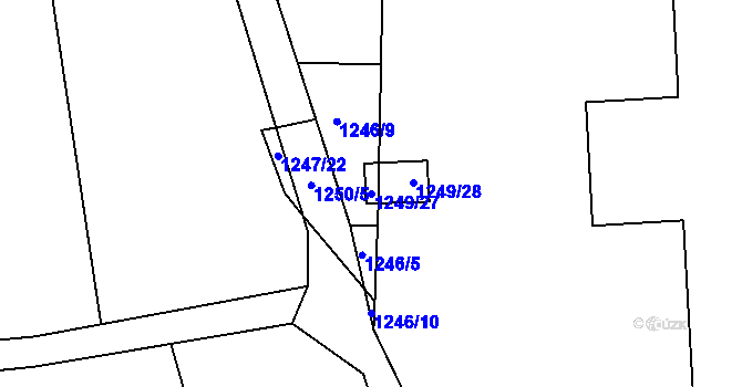 Parcela st. 1249/27 v KÚ Droždín, Katastrální mapa