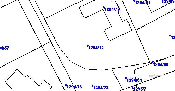 Parcela st. 1294/12 v KÚ Droždín, Katastrální mapa